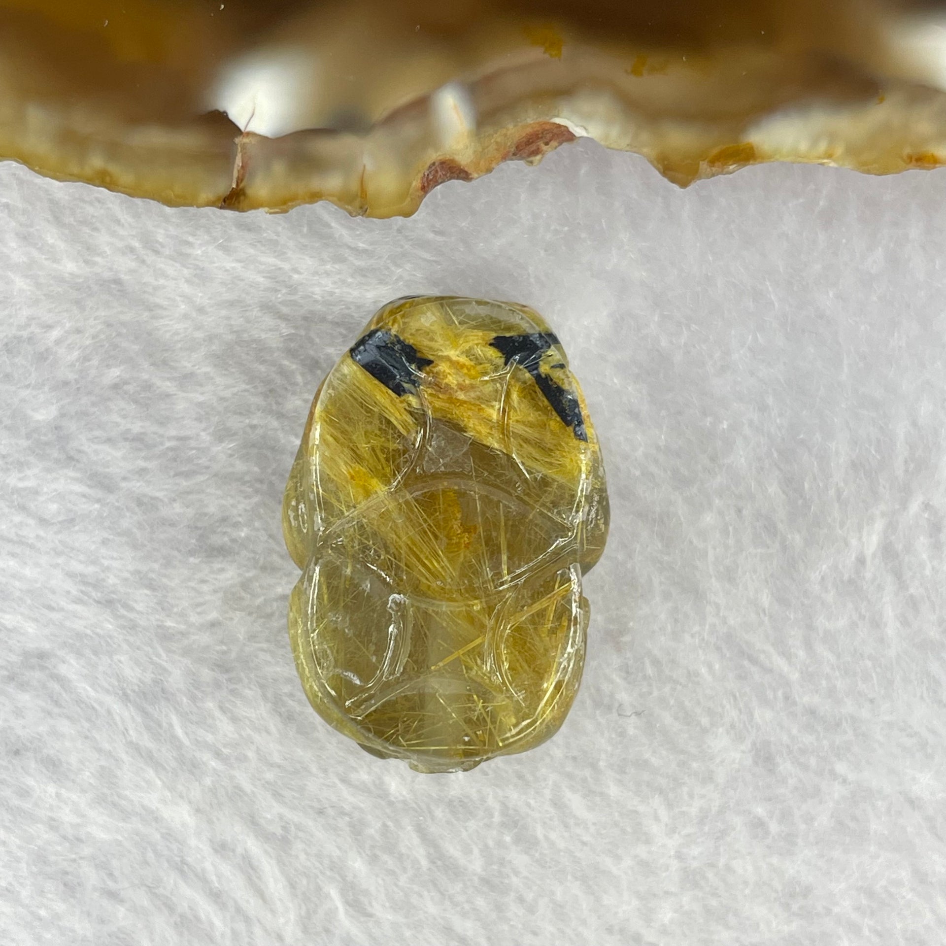 Above Average Grade Natural Golden Rutilated Quartz Pixiu Charm for Bracelet 天然金发水晶貔貅 7.25g 27.5 by 16.0 by 11.2mm - Huangs Jadeite and Jewelry Pte Ltd