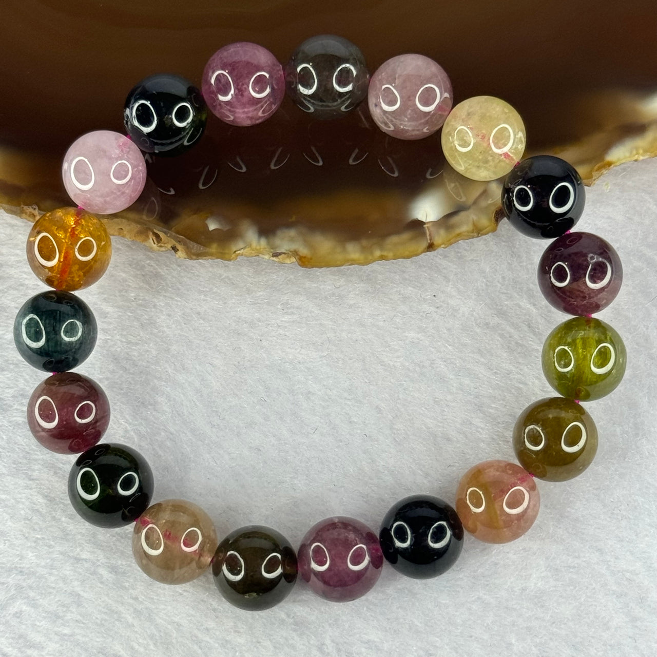 Good Grade Natural Tourmaline Beads Bracelet 好的天然碧玺珠手链 32.43g 16.5cm 10.4mm 19 Beads - Huangs Jadeite and Jewelry Pte Ltd