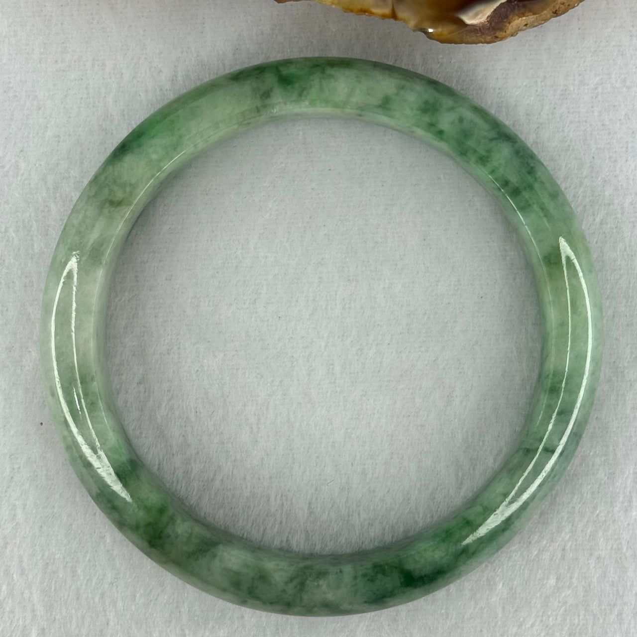 Type A Green with Emerald Green Piao Hua Jadeite Bangle Internal Diameter 57.2mm 51.99g 12.5 by 8.2mm (Very Slight Internal Lines)