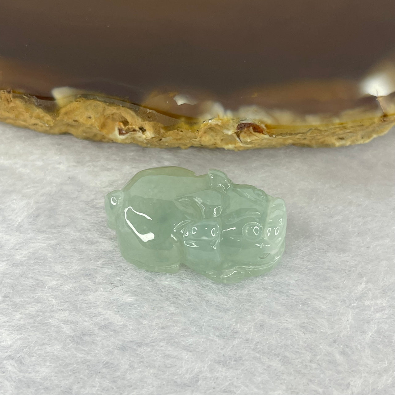 Type A Sky Blue Jadeite Pixiu Pendent A货天空蓝色翡翠貔貅牌  6.21g 23.7 by 14.6 by 8.9 mm - Huangs Jadeite and Jewelry Pte Ltd