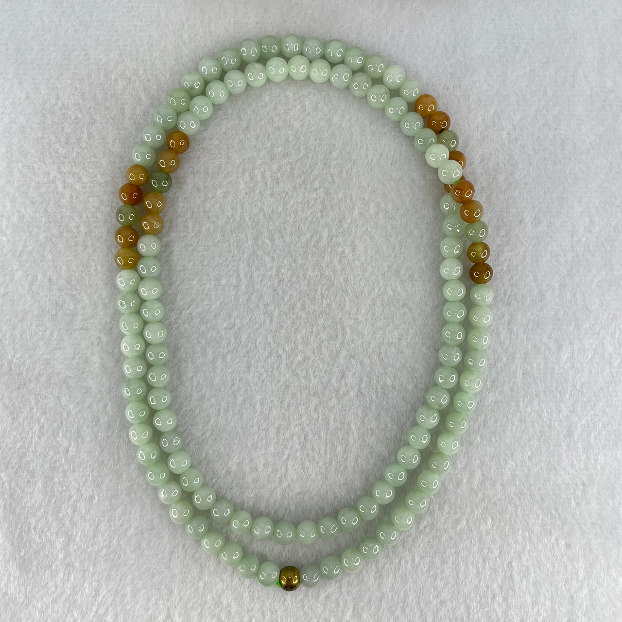 Type A Light Apple Green and Yellow Jadeite Beads Necklace 38.75g 64cm 5.8mm 122 Beads