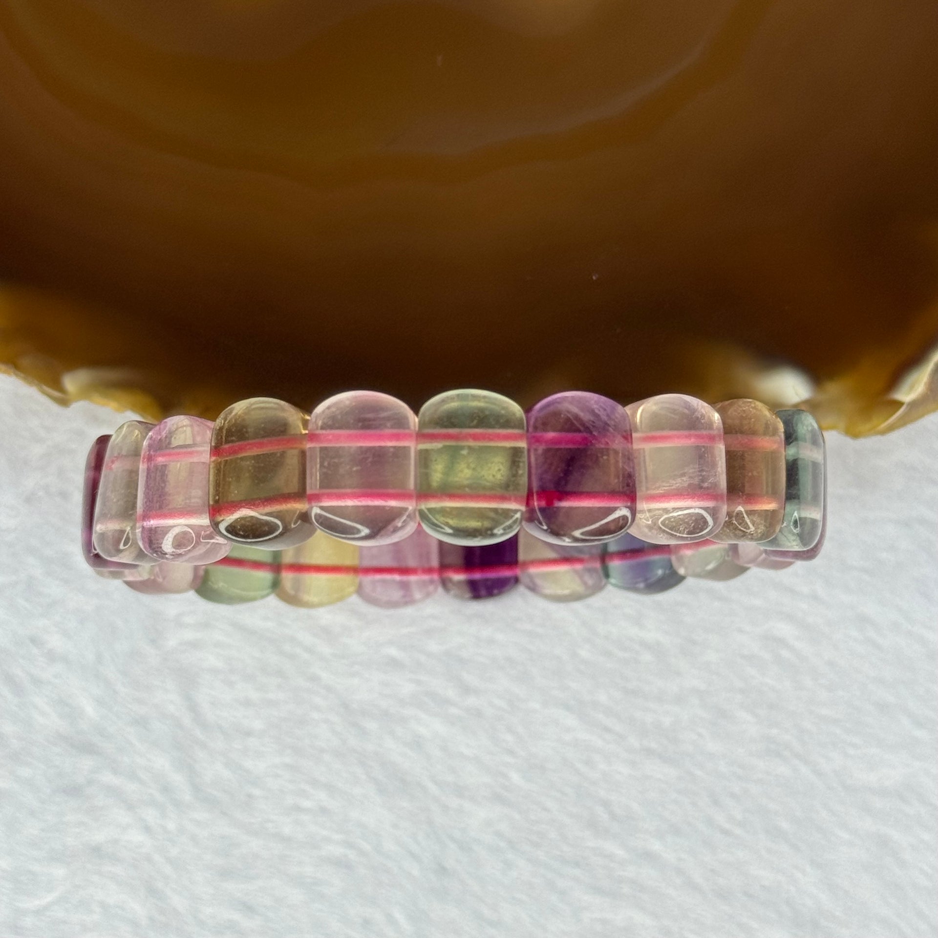 Natural Mixed Colours Fluorite Bracelet 34.79g 17cm 12.8 by 9.1 by 5.7 mm 21 pcs - Huangs Jadeite and Jewelry Pte Ltd