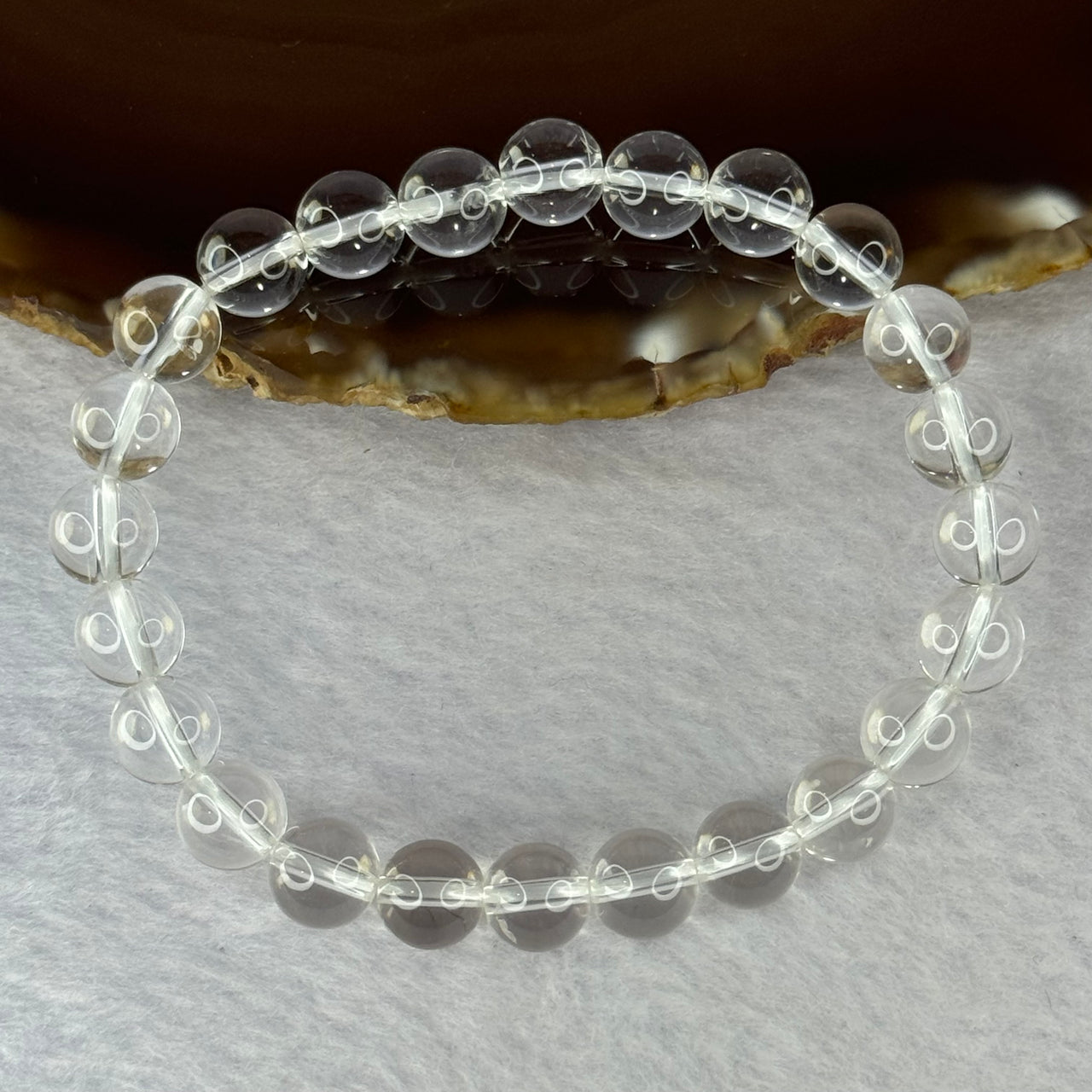 Natural Clear Quartz Bracelet 天然白水晶手链 18.61g 16.5cm 8.4mm 24 Beads