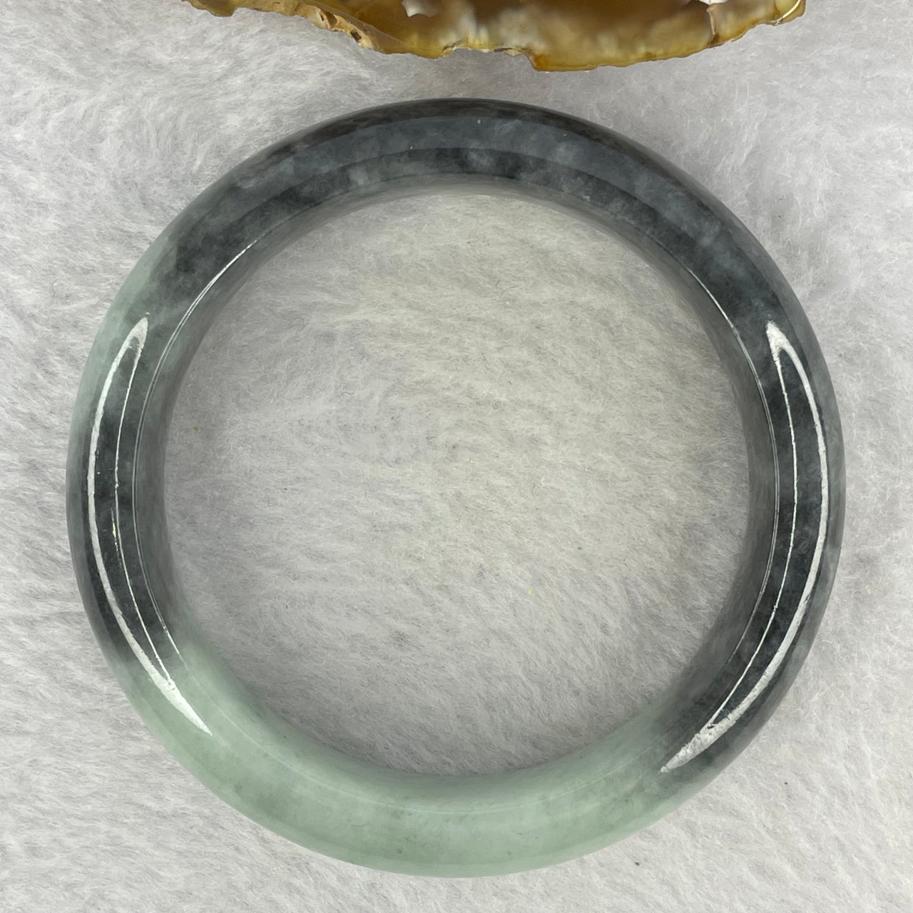 Type A Grey Wuji with Light Green Jadeite Bangle 62.29g Inner Diameter 55.1mm 14.2 by 8.6mm (Very Fine Internal Lines) - Huangs Jadeite and Jewelry Pte Ltd