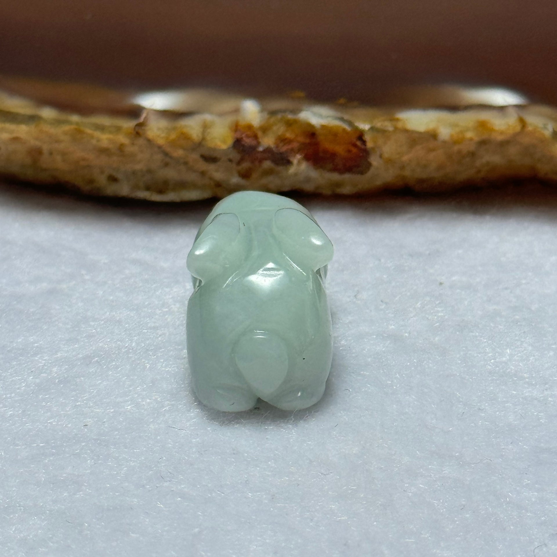 Type A Light Blueish Green Jadeite Rabbit Pendant 9.74g 26.3 by 12.7 by 15.2mm - Huangs Jadeite and Jewelry Pte Ltd