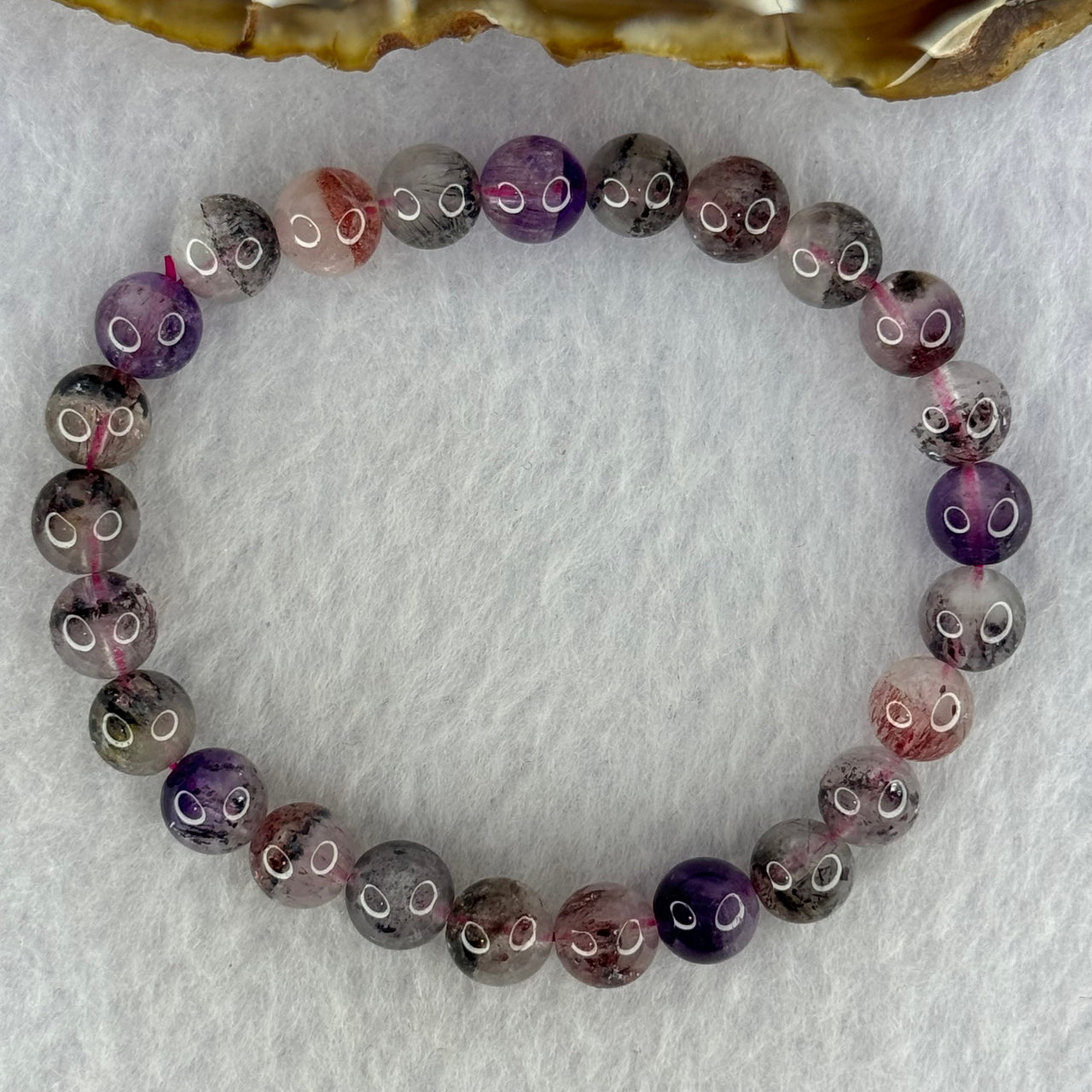 Natural Super 7 Beads Bracelet 12.81g 15cm 7.3mm 25 Beads