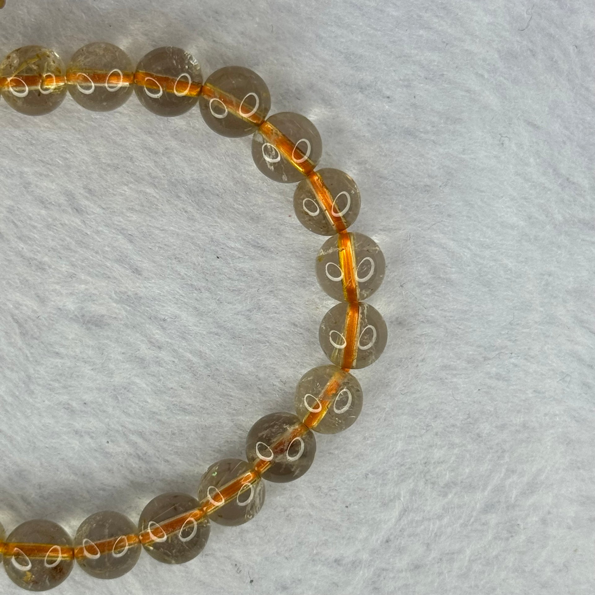 Natural Golden Rutilated Quartz Beads 天然金发水晶手链 15.17g 15.5cm 7.8mm 25 Beads - Huangs Jadeite and Jewelry Pte Ltd