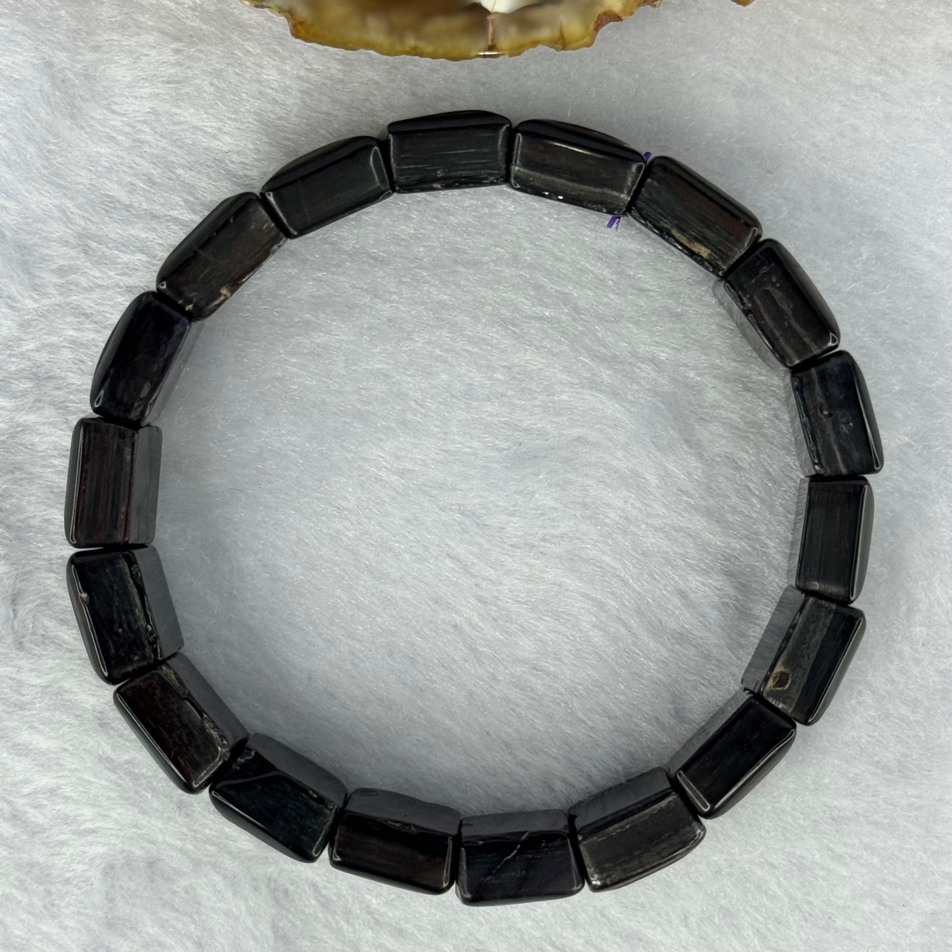 Rare Natural Elite Shungite Bracelet 49.49g 16cm 13.8 by 11.2 by 6.2mm 15 pcs - Huangs Jadeite and Jewelry Pte Ltd