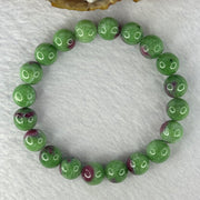 Natural Emerald And Ruby Zoisite Beads Bracelet 40.94g 18cm 10.7mm 20 Beads - Huangs Jadeite and Jewelry Pte Ltd