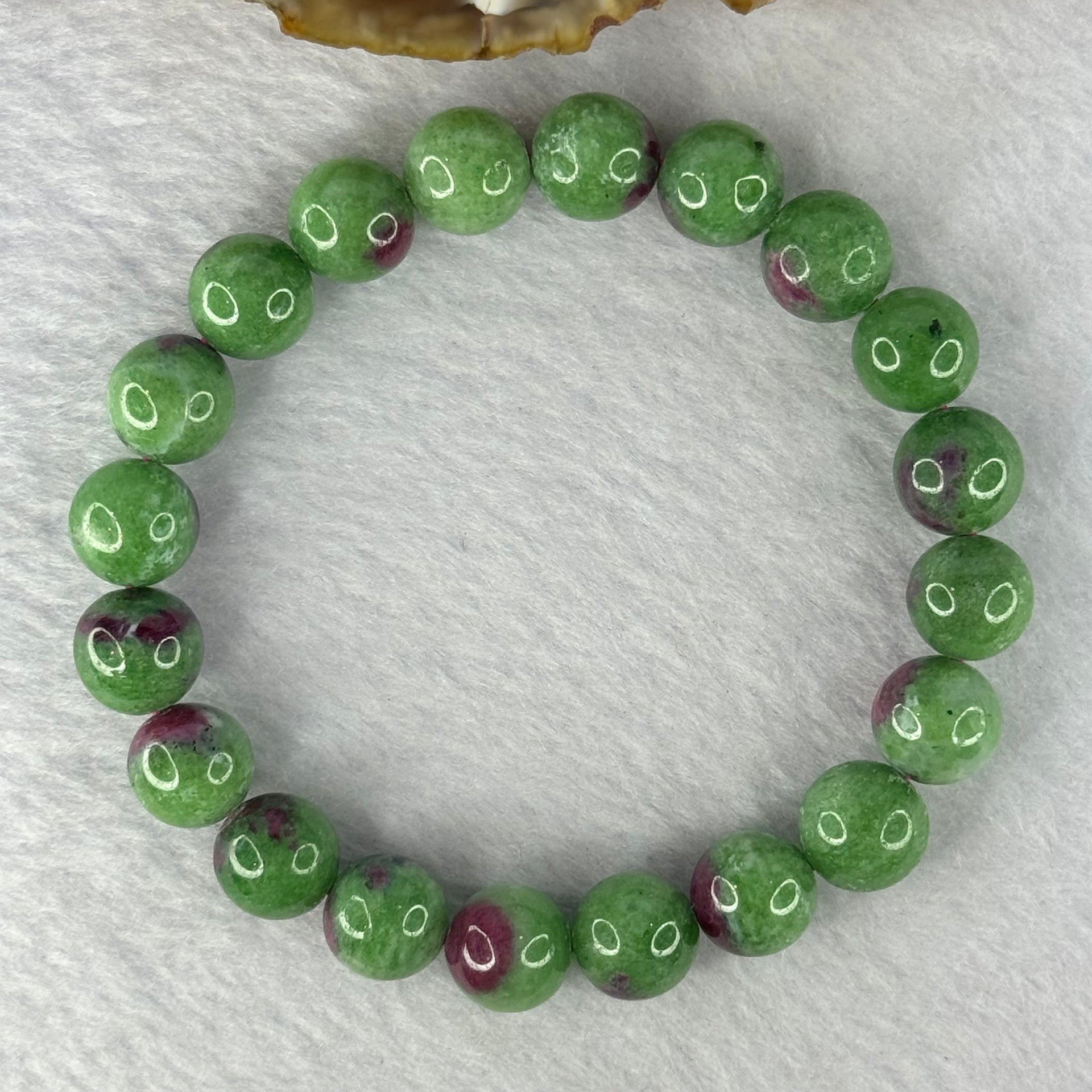 Natural Emerald And Ruby Zoisite Beads Bracelet 40.94g 18cm 10.7mm 20 Beads - Huangs Jadeite and Jewelry Pte Ltd