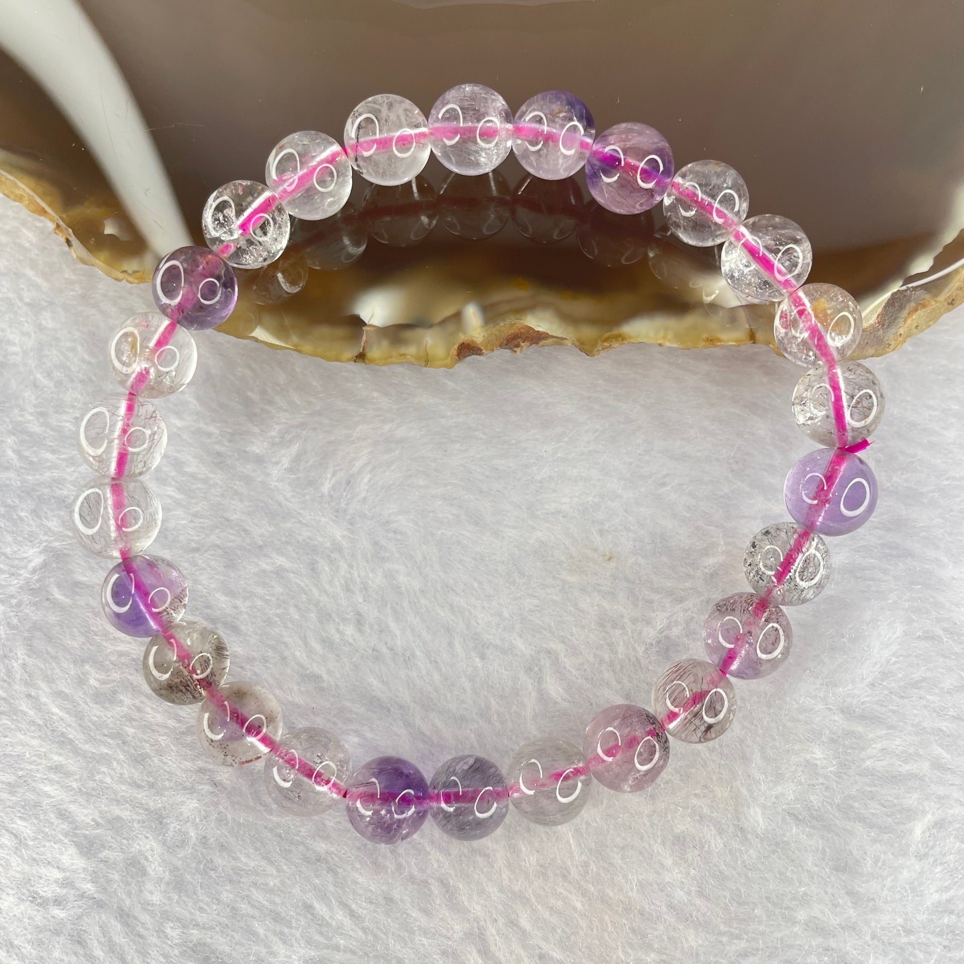 Natural super 7 Crystal Bracelet 15.79g 7.3mm 26beads - Huangs Jadeite and Jewelry Pte Ltd