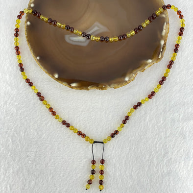 Natural Mixed Color (Red and Yellow) Amber Beads Necklaces 9.34g 5.3mm 110 + 12 Beads (Slight Rough on few Beads)