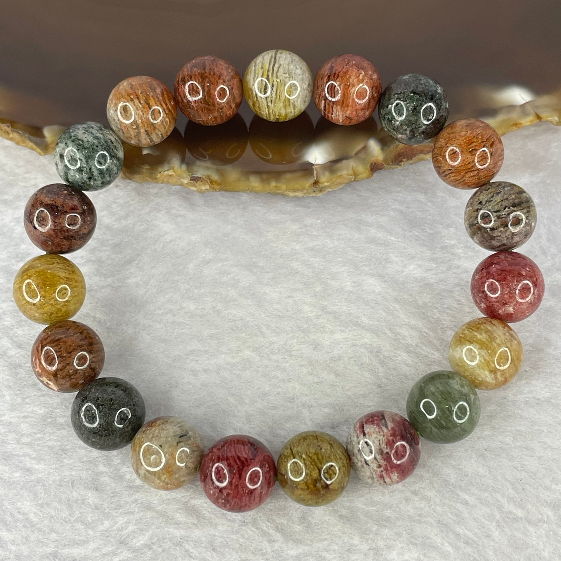 Natural Mixed Colour Phantom Quartz Bracelet 30.05g 17cm 10.6mm 19 Beads - Huangs Jadeite and Jewelry Pte Ltd