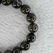 Natural Black Auralite Crystal Bracelet 黑激光手链 34.63g 11.3 mm 18 Beads - Huangs Jadeite and Jewelry Pte Ltd