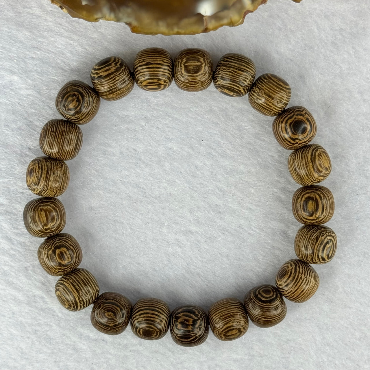 Natural Wenge Wooden Beads Bracelets 天然鸡翅木手链 9.34g 16.5cm 9.8mm 21 Beads - Huangs Jadeite and Jewelry Pte Ltd