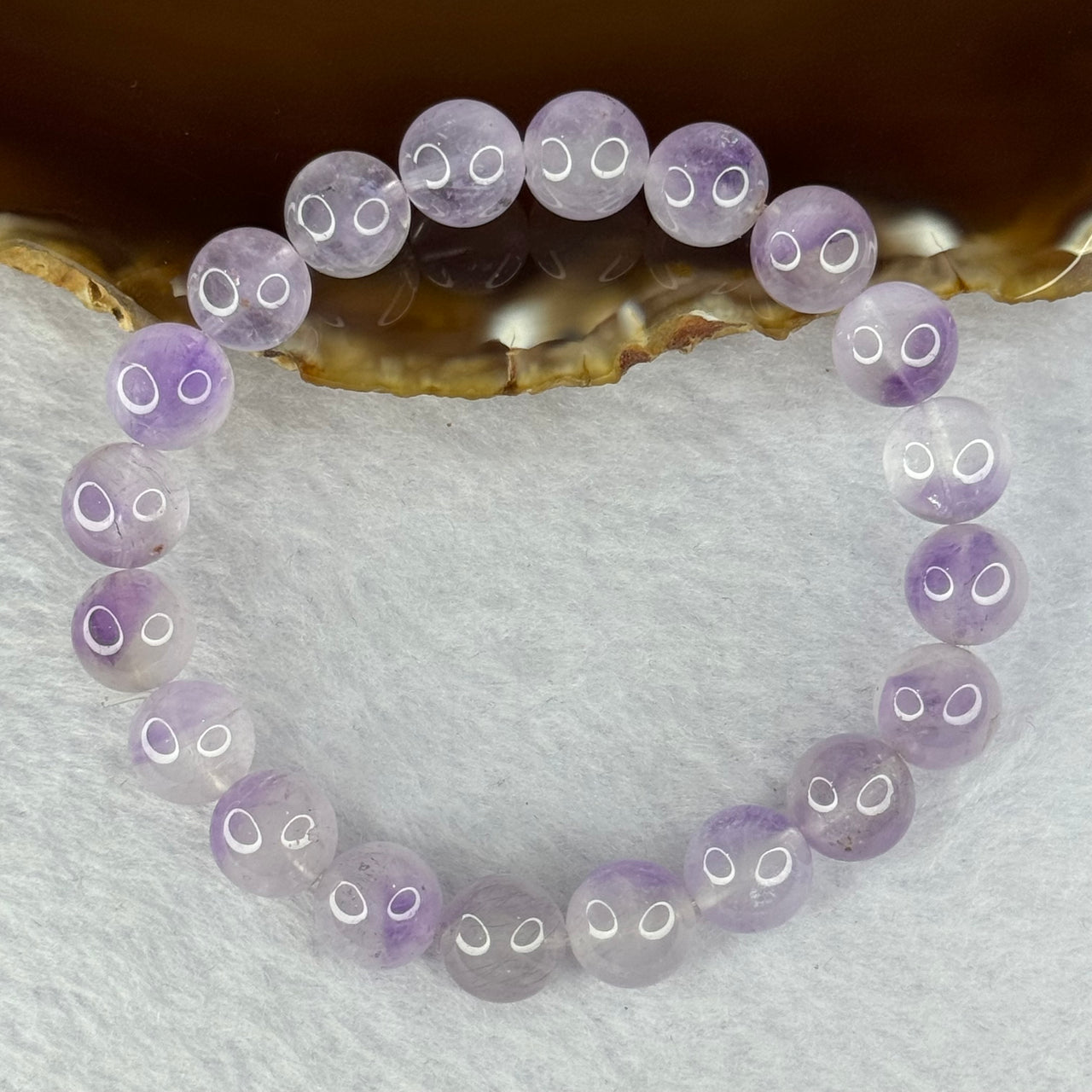 Natural Super 7 Amethyst Beads Bracelet 天然紫超七手链 25.25g 16.5cm 9.8mm 20 Beads - Huangs Jadeite and Jewelry Pte Ltd