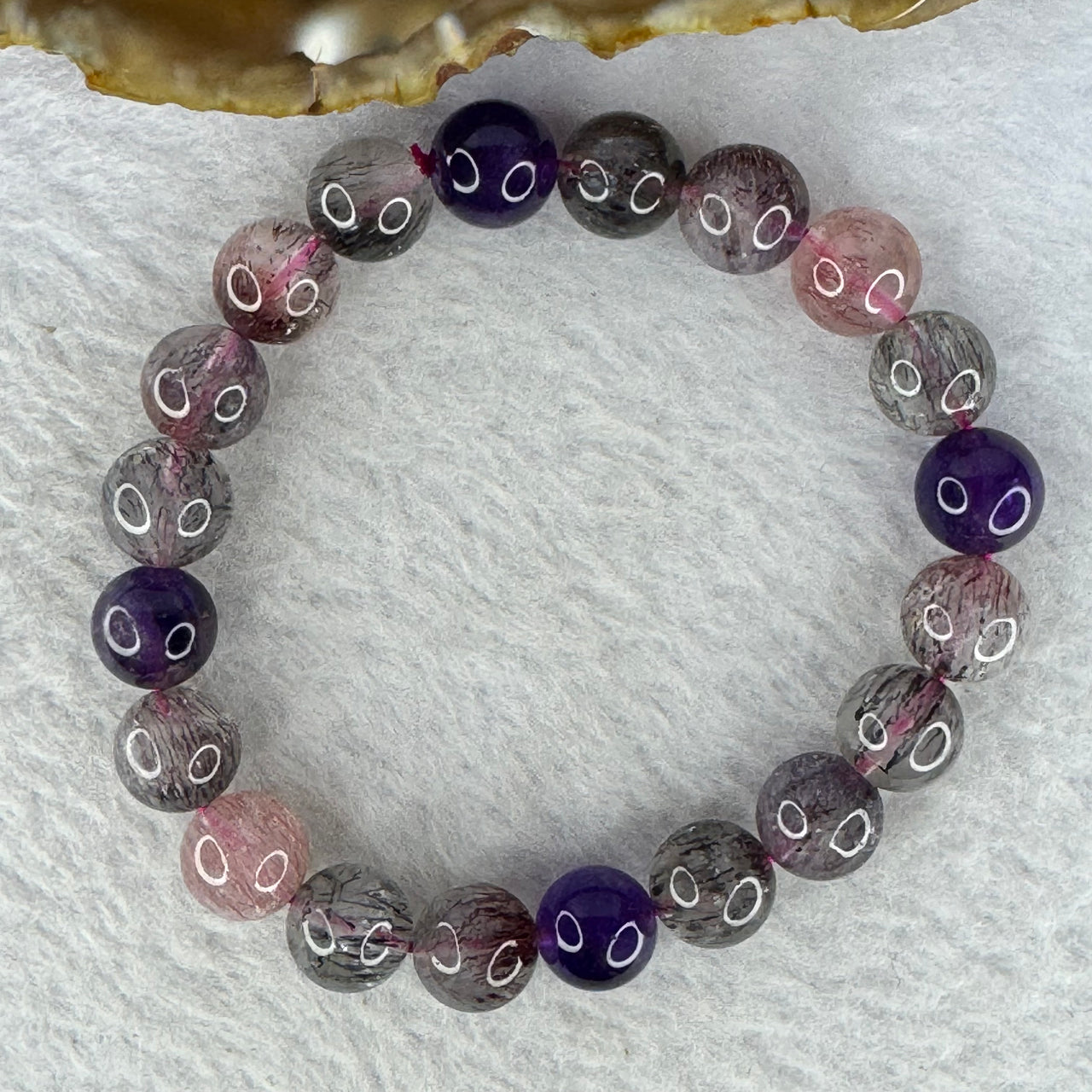 Natural Super 7 Crystal Bracelet 24.95g 9.8 mm 20 Beads - Huangs Jadeite and Jewelry Pte Ltd