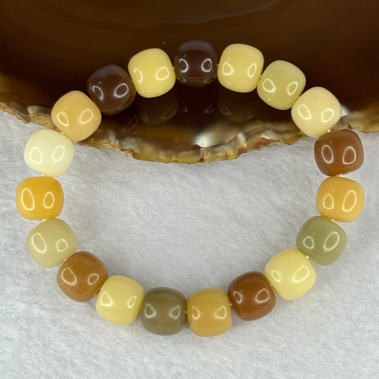 Natural Mixed Color Bodhi Beads Bracelet 天然多宝菩提手链 20.09g 17cm 11.2mm 19 Beads - Huangs Jadeite and Jewelry Pte Ltd