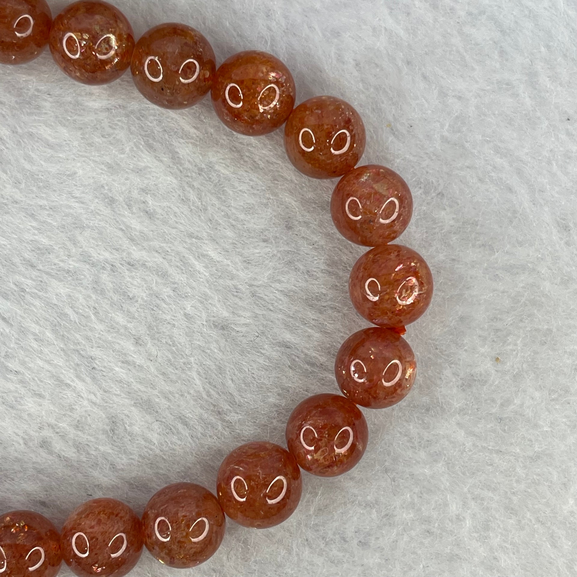 Good Grade Natural Sunstone, Heliolite and Aventurine Feldapar Beads Bracelet 天然金太阳日光石珠手链 17.14g 15.5 cm 8.4 mm 23 Beads - Huangs Jadeite and Jewelry Pte Ltd