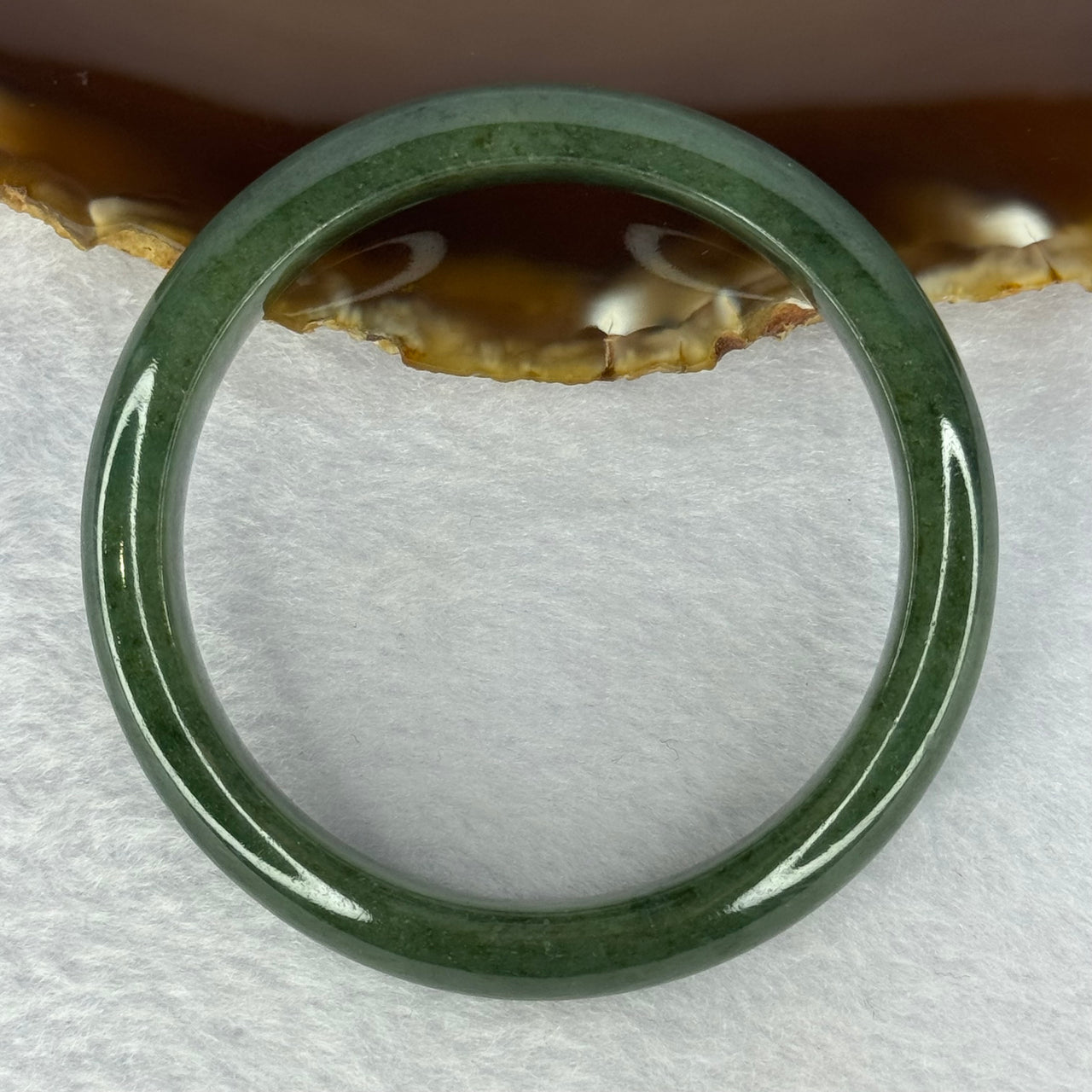 Type A Dark Full Green Jadeite Bangle Internal Diameter 56.1mm 46.59g 11.8 by 7.7mm (Very Slight Internal Line)