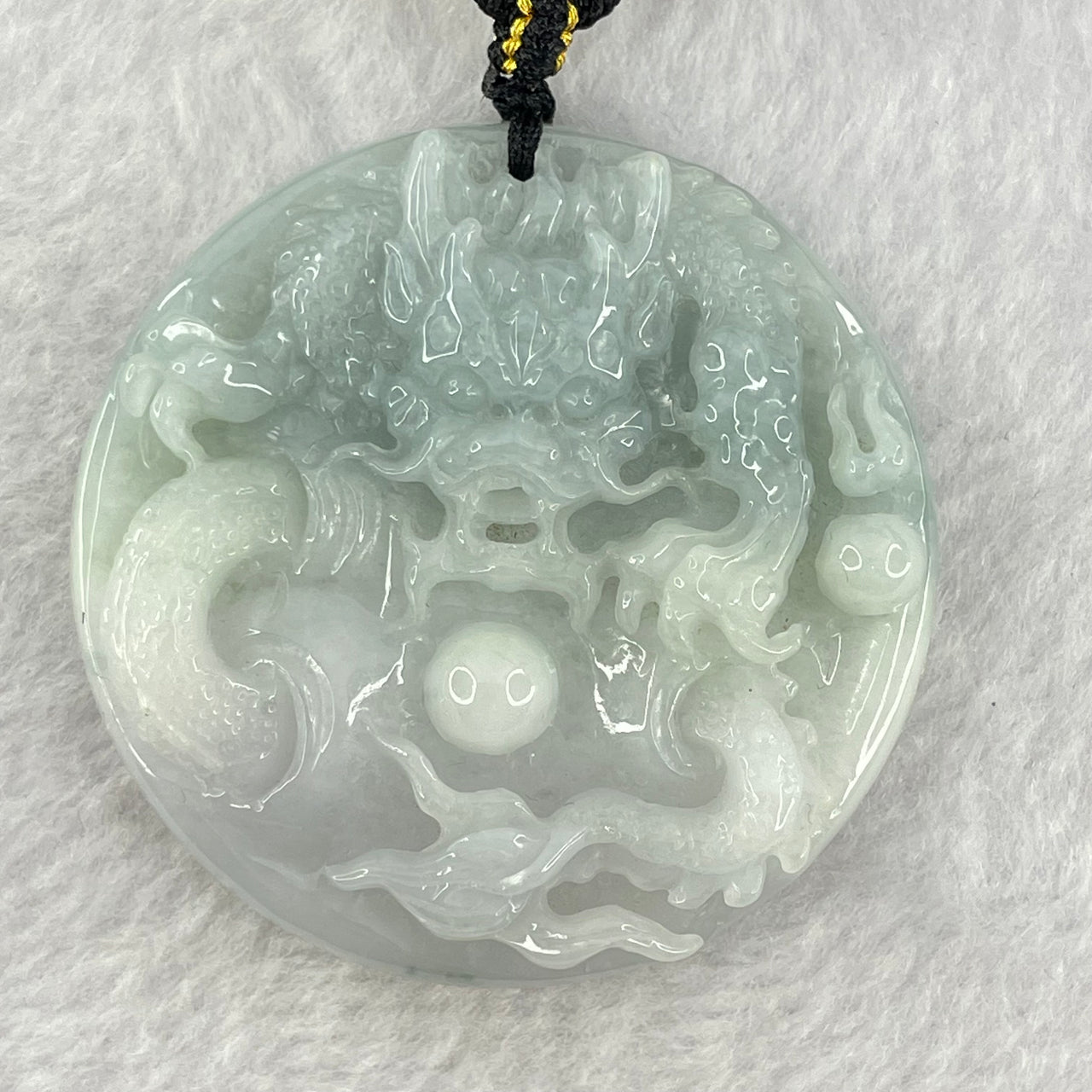 Type A Sky Blue Jadeite Dragon Pendent 96.00g 52.5 by 11.9mm