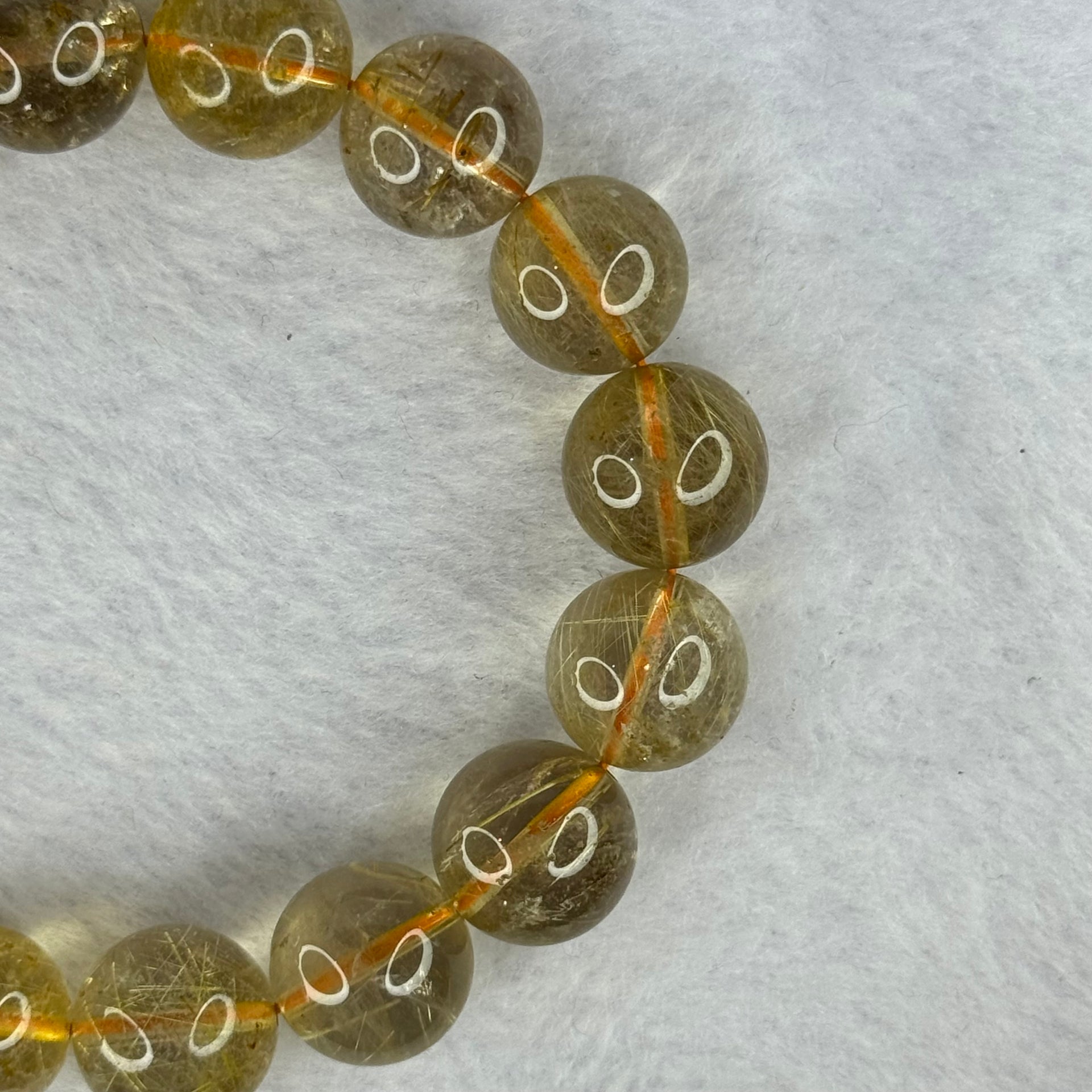 Natural Golden Rutilated Quartz Beads 天然金发水晶手链 57.76g 19cm 14.0mm 16 Beads - Huangs Jadeite and Jewelry Pte Ltd