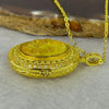 Natural Yellow Amber Dragon Head in Gold Color Locket Necklace 9.53g 19.3 by 14.2 by 4.0mm