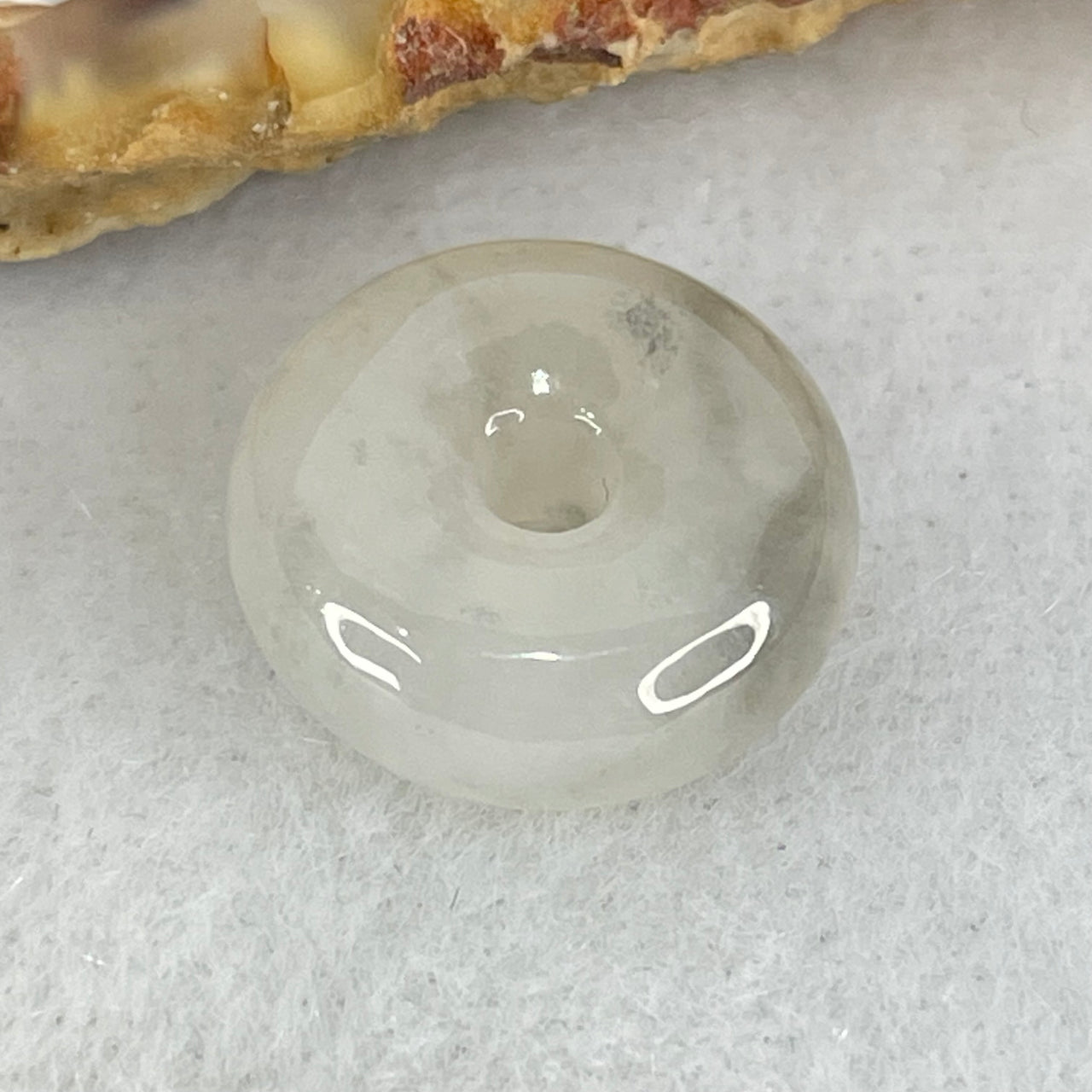 Type A Semi Icy Light Lavender With Wuji Grey Jadeite Ping An Kou Charm/Pendant 2.19g 13.6 by 5.7mm