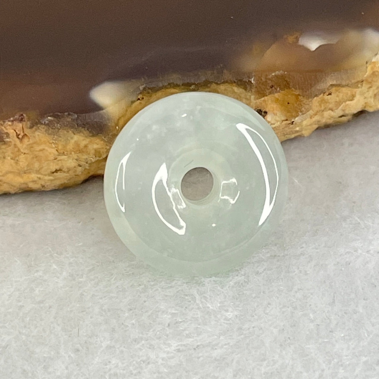 Type A Icy Sky Blue Jadeite Ping An Kou Donut Charm/Pendant 1.95g 13.7 by 4.9mm