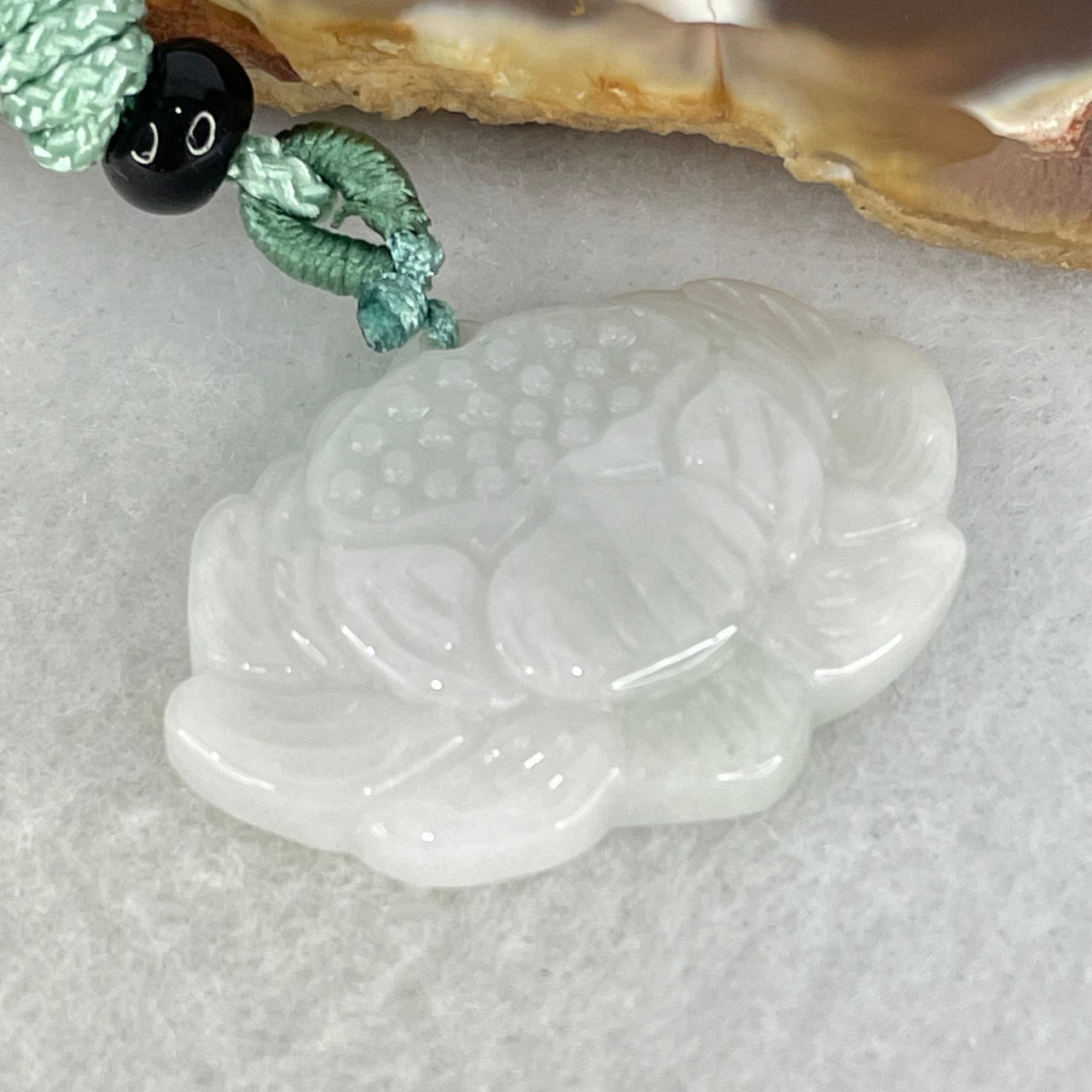 Type A Light Lavender Jadeite Flower Pendant 7.24g 30.2 by 20.7 by 5.4mm