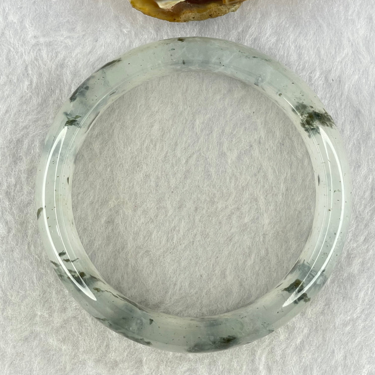 Translucent Grey with Green Piao Hua Sodium Feldspar Jade Bangle Internal Diameter 57.4mm 53.36g 15.8 by 8.1mm (Close to Perfect)