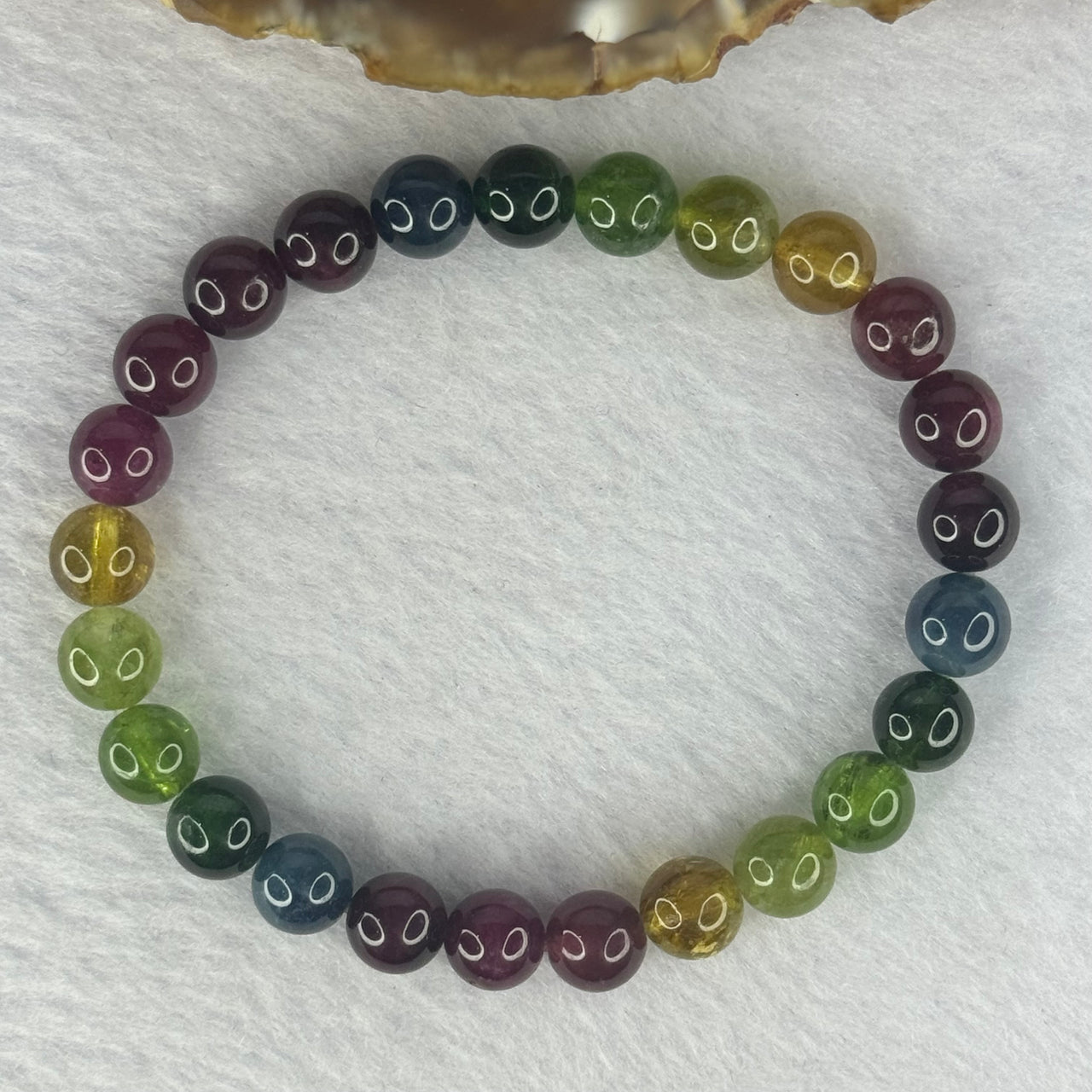 Good Grade Natural Tourmaline Beads Bracelet 好的天然碧玺珠手链 16.99g 16cm 7.6mm 25 Beads - Huangs Jadeite and Jewelry Pte Ltd