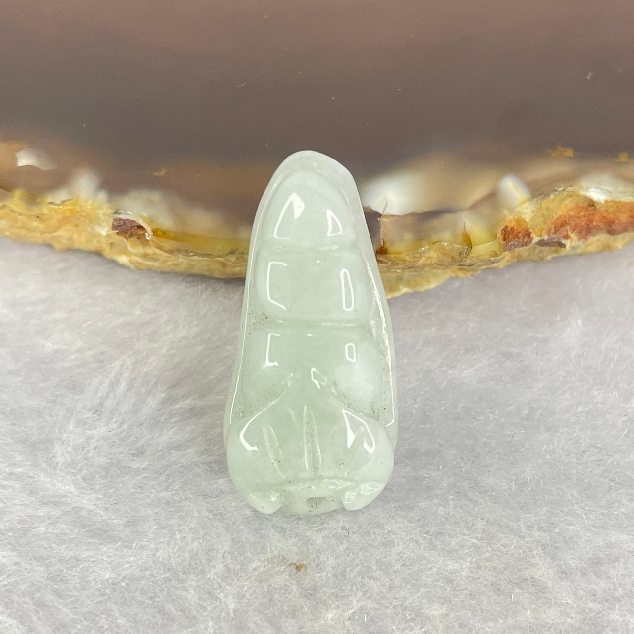 Type A Green Pea Pod Jadeite 3.69g 12.0 by 25.1 by 6.5mm - Huangs Jadeite and Jewelry Pte Ltd