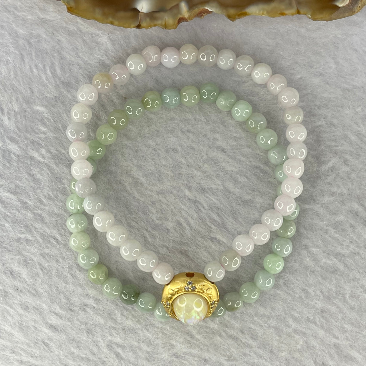 Type A Green and Lavender Jadeite Double Bracelet 15.64g 4.9mm Lavender 35 Beads Green 34 Beads - Huangs Jadeite and Jewelry Pte Ltd