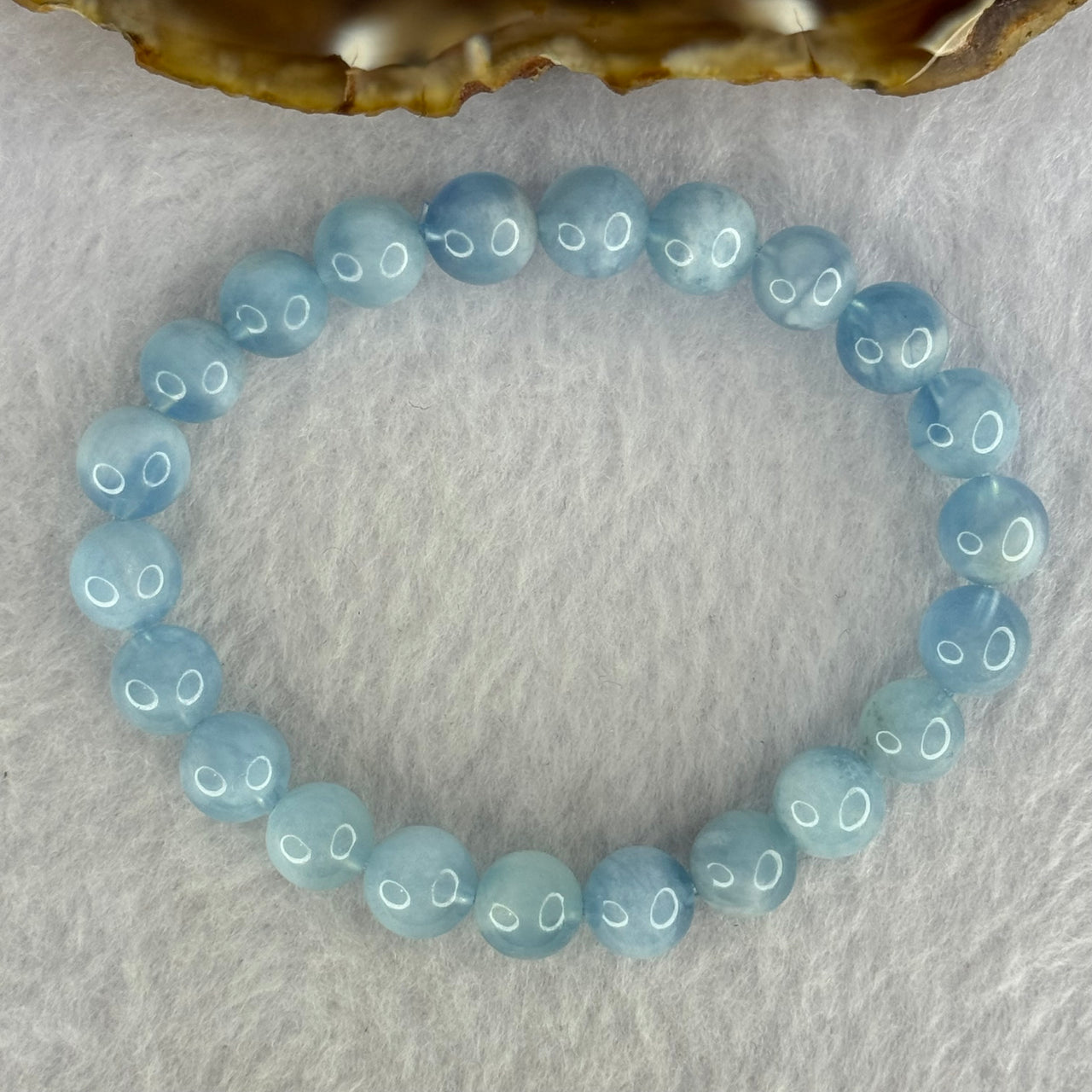 Natural Aquamarine Beads Bracelet 20.03g 16cm 8.8mm 22 Beads