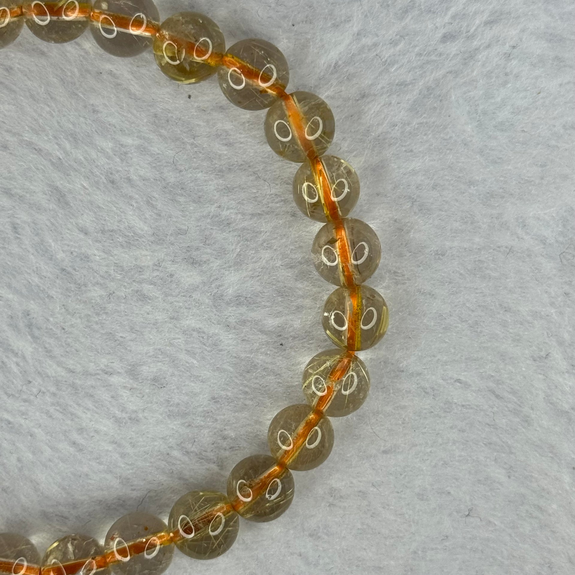 Natural Golden Rutilated Quartz Beads 天然金发水晶手链 13.60g 16cm 7.3mm 27 Beads - Huangs Jadeite and Jewelry Pte Ltd