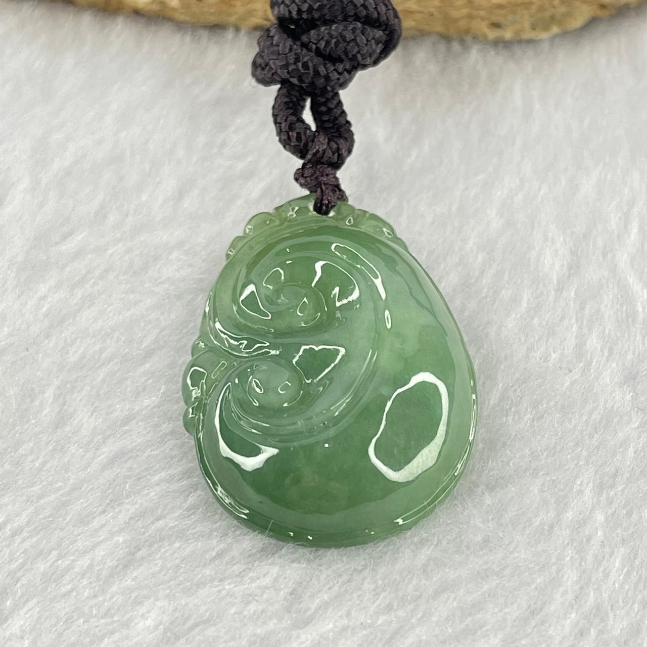 Type A Blueish Green Jadeite Ruyi Pendent 10.36g 30.5 by 21.0 by 8.4mm