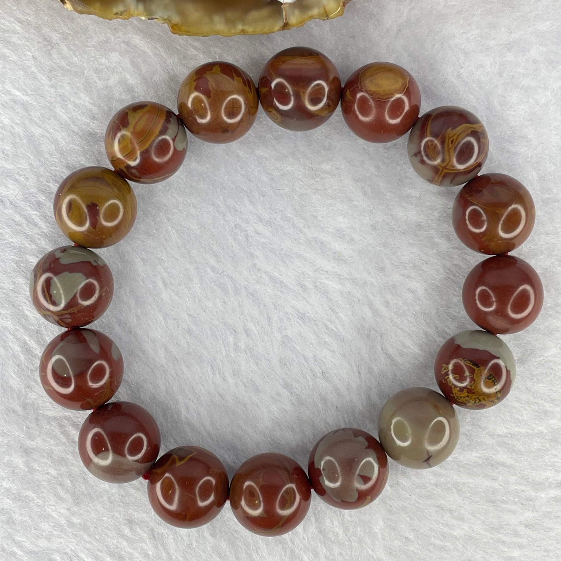 Australian Red Picture Jasper (Noreena Jasper) Bracelet 39.36g 11.9 mm 16 Beads - Huangs Jadeite and Jewelry Pte Ltd