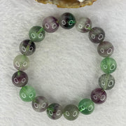 Natural Green and Purple Fluorite Beads Bracelet 49.30g 12.0mm 17 Beads - Huangs Jadeite and Jewelry Pte Ltd