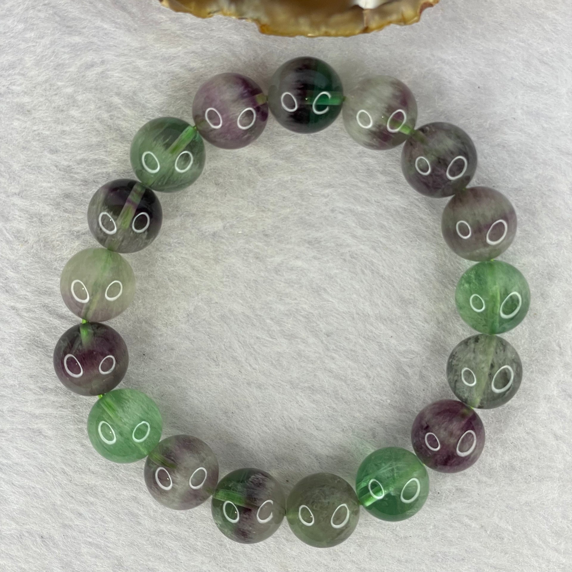 Natural Green and Purple Fluorite Beads Bracelet 49.30g 12.0mm 17 Beads - Huangs Jadeite and Jewelry Pte Ltd