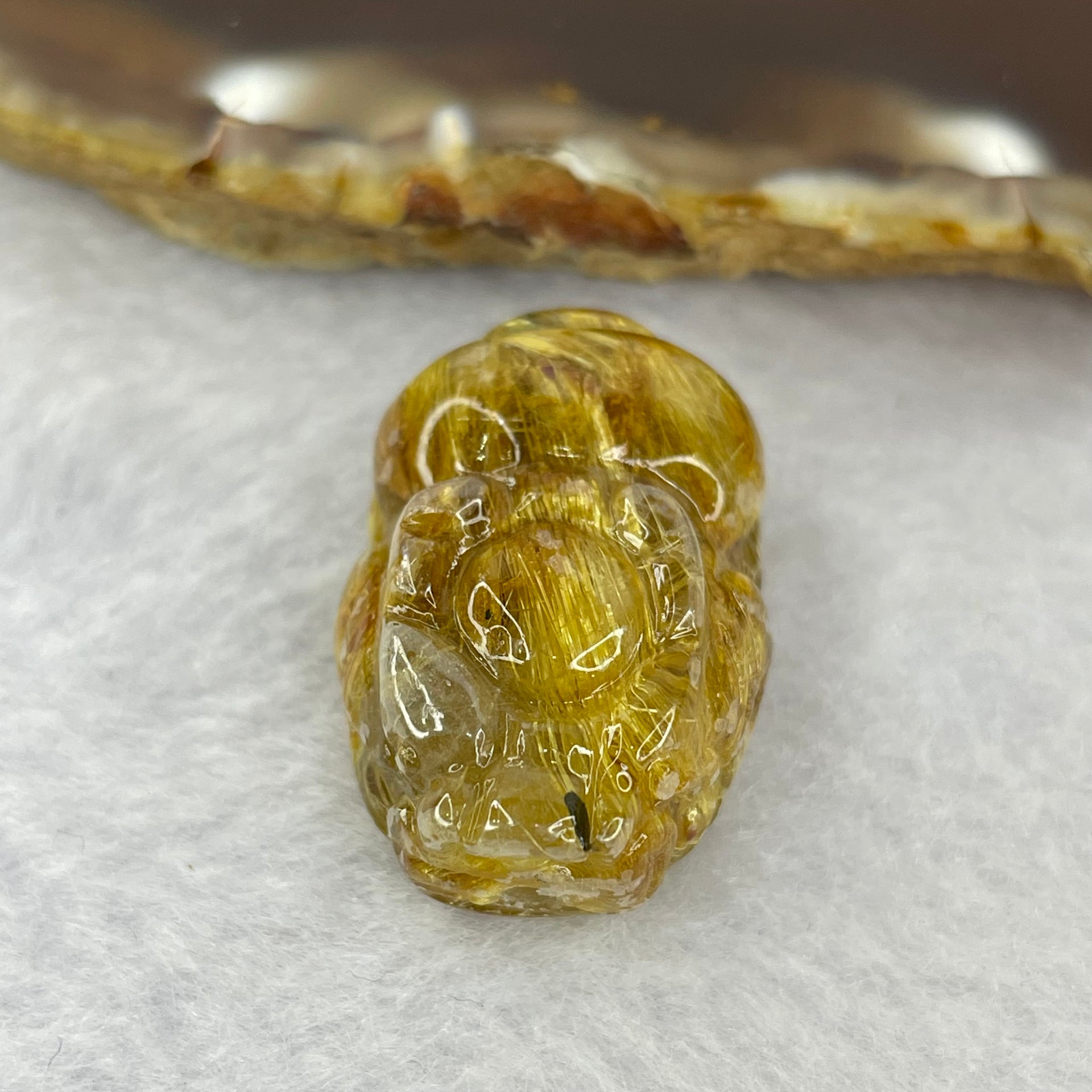 Good Grade Natural Golden Shun Fa Rutilated Quartz Pixiu Charm for Bracelet 天然金顺发水晶貔貅 10.48g by 27.6 by 17.7 by 12.3mm - Huangs Jadeite and Jewelry Pte Ltd