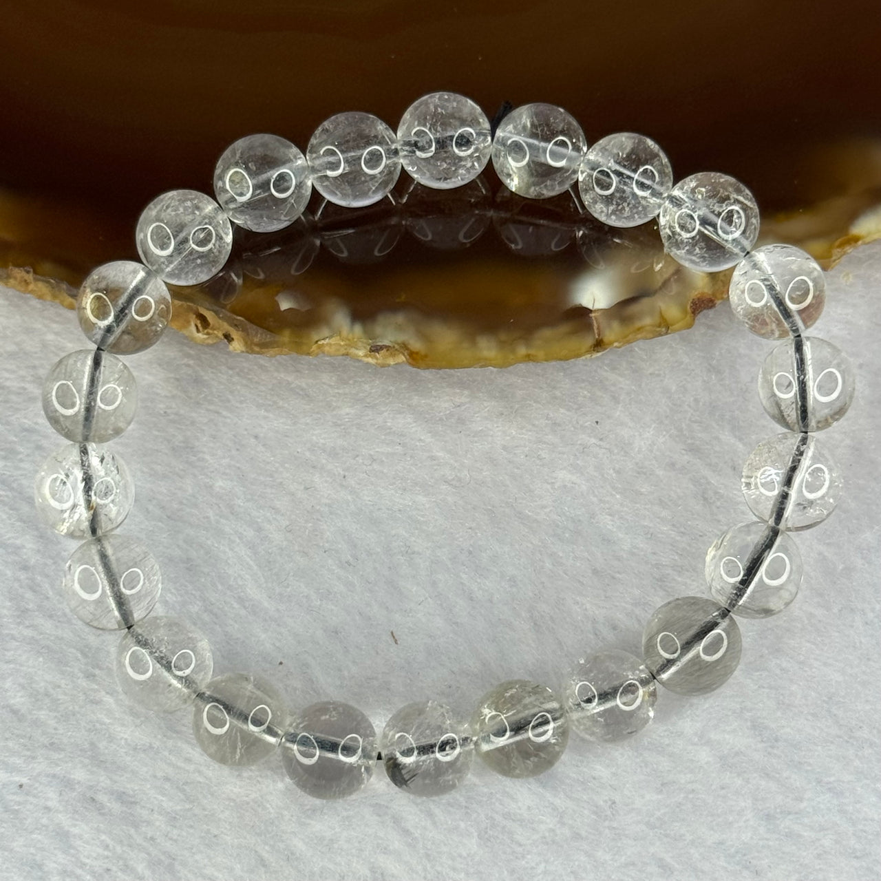 Natural Titanium Rutilated Clear Quartz 16.44g 14.5cm 8.4mm 22 Beads - Huangs Jadeite and Jewelry Pte Ltd