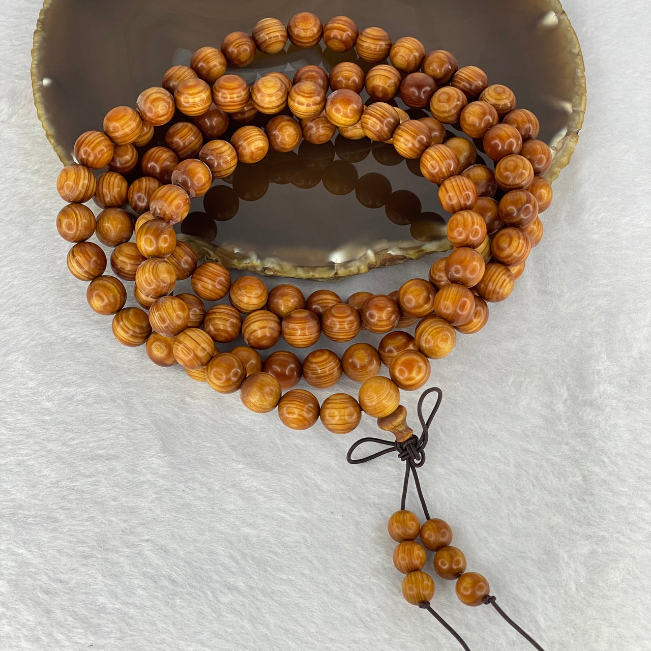 Natural High Oil Yabai Wood 高油崖柏 Beads Necklace 58.72g 10.2 mm 111 Beads / 7.7 mm 6 Beads - Huangs Jadeite and Jewelry Pte Ltd