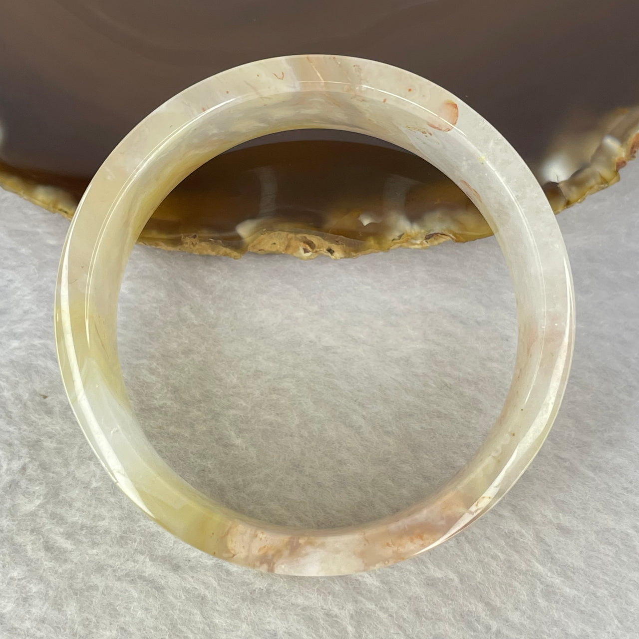 Natural Flower Agate Bangle 40.87g 20.2 by 5.0 mm Internal Diameter 51.3 mm - Huangs Jadeite and Jewelry Pte Ltd