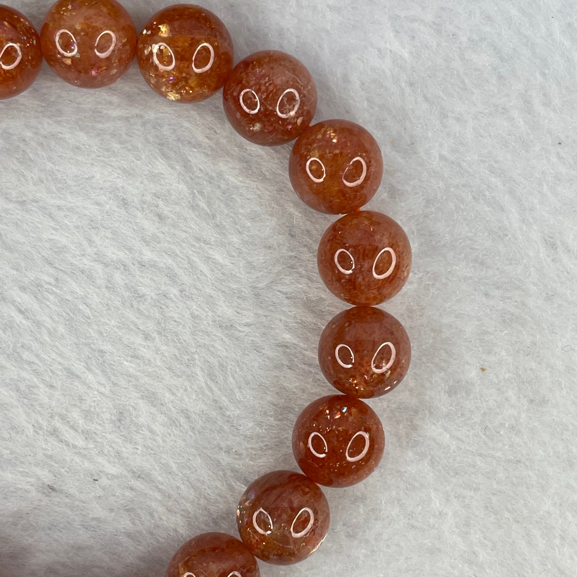 Good Grade Natural Sunstone, Heliolite and Aventurine Feldapar Beads Bracelet 天然金太阳日光石珠手链 24.41g 16cm 9.9 mm 20 Beads - Huangs Jadeite and Jewelry Pte Ltd