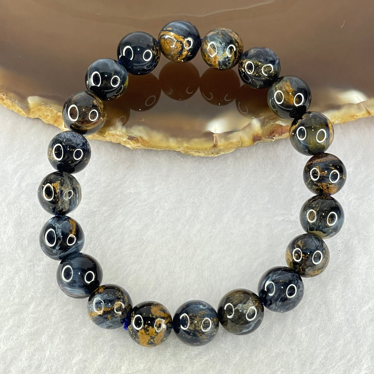 Good Grade Natural Petersite Beads Bracelet 24.44g 16cm 9.8mm 20 Beads