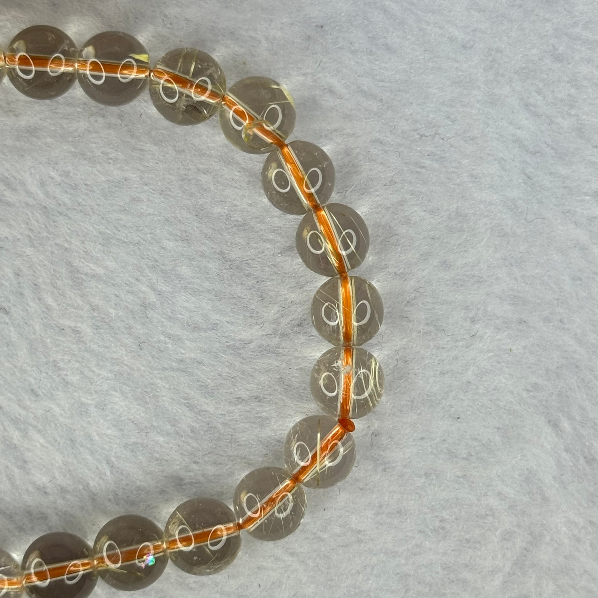 Natural Golden Rutilated Quartz Beads 天然金发水晶手链 15.46g 16cm 7.9mm 25 Beads - Huangs Jadeite and Jewelry Pte Ltd