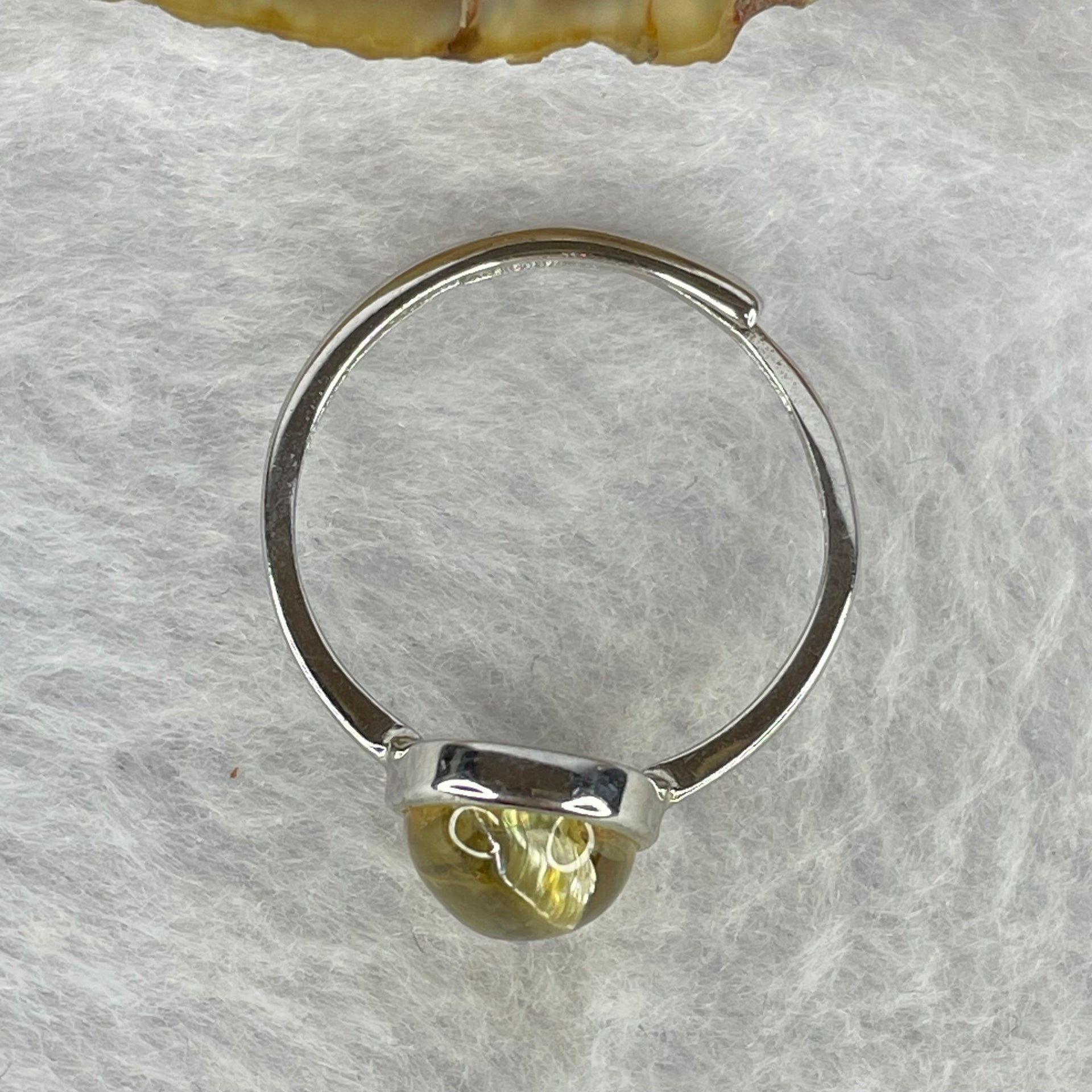 Above Average Grade Natural Yellow Super 7 Crystal in 925 Sliver Ring (Adjustable Size) 天然黄级七水晶 925 银戒指（可调节尺寸) 1.93g 9.4 by 7.7 by 5.2mm - Huangs Jadeite and Jewelry Pte Ltd