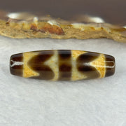 Natural Powerful Tibetan Old Oily Agate Double Tiger Tooth Dzi Bead Heavenly Master (Tian Zhu) 双虎牙天诛 7.46g 38.1. by 11.6mm - Huangs Jadeite and Jewelry Pte Ltd