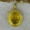 Natural Yellow Amber Dragon Head in Gold Color Locket Necklace 9.53g 19.3 by 14.2 by 4.0mm